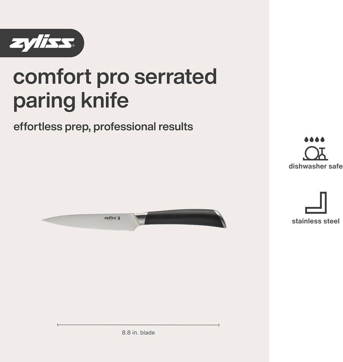 Comfort Pro Chef's Knife - Ice Hardened Stainless Steel Kitchen Knife - Tarnish-Free and Rust-Resistant Kitchen Cutlery - Black/Stainless Steel - 8 inches