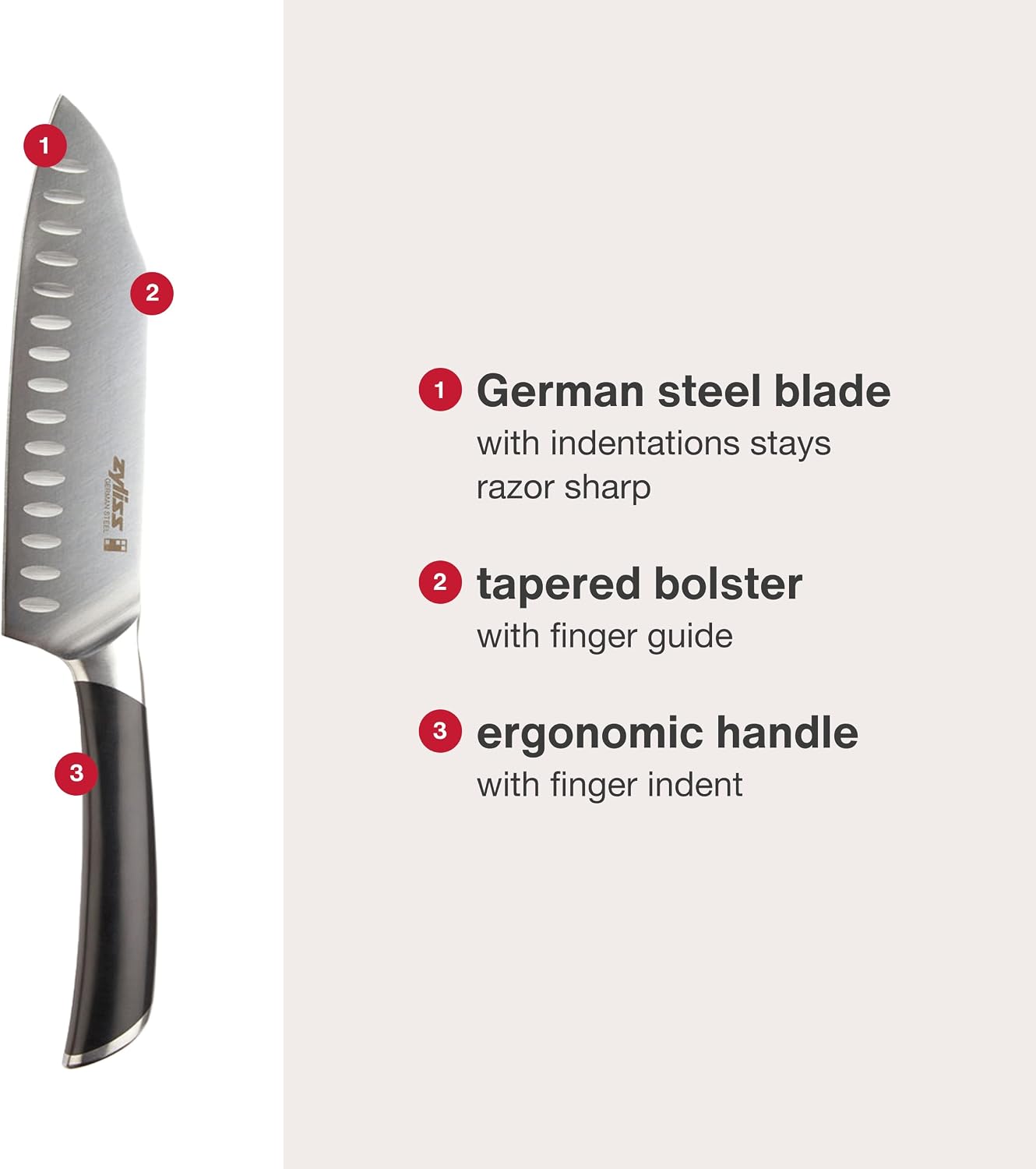 Comfort Pro Chef's Knife - Ice Hardened Stainless Steel Kitchen Knife - Tarnish-Free and Rust-Resistant Kitchen Cutlery - Black/Stainless Steel - 8 inches