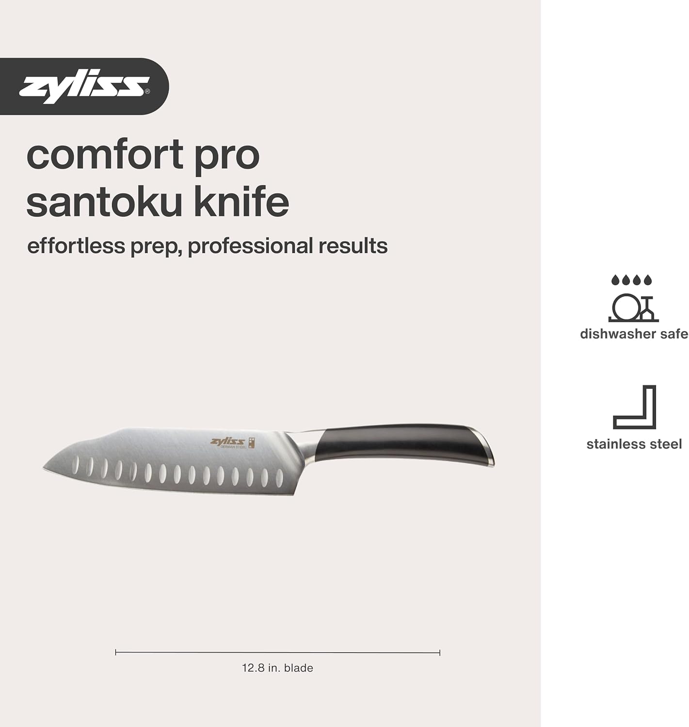 Comfort Pro Chef's Knife - Ice Hardened Stainless Steel Kitchen Knife - Tarnish-Free and Rust-Resistant Kitchen Cutlery - Black/Stainless Steel - 8 inches