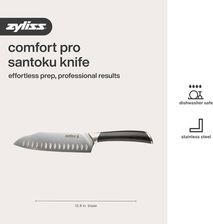 Comfort Pro Chef's Knife - Ice Hardened Stainless Steel Kitchen Knife - Tarnish-Free and Rust-Resistant Kitchen Cutlery - Black/Stainless Steel - 8 inches