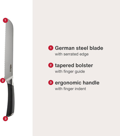 Comfort Pro Chef's Knife - Ice Hardened Stainless Steel Kitchen Knife - Tarnish-Free and Rust-Resistant Kitchen Cutlery - Black/Stainless Steel - 8 inches