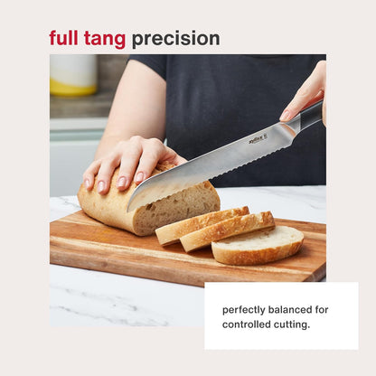 Comfort Pro Chef's Knife - Ice Hardened Stainless Steel Kitchen Knife - Tarnish-Free and Rust-Resistant Kitchen Cutlery - Black/Stainless Steel - 8 inches