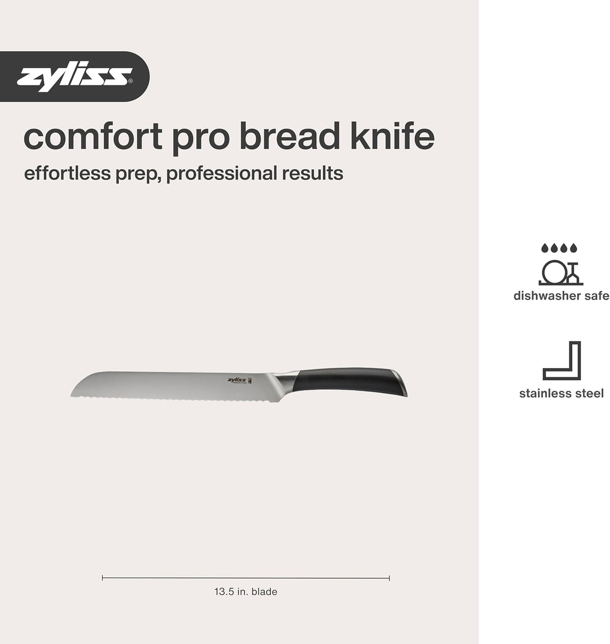 Comfort Pro Chef's Knife - Ice Hardened Stainless Steel Kitchen Knife - Tarnish-Free and Rust-Resistant Kitchen Cutlery - Black/Stainless Steel - 8 inches