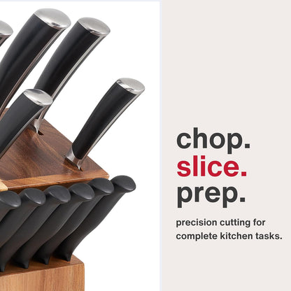 Comfort Pro Chef's Knife - Ice Hardened Stainless Steel Kitchen Knife - Tarnish-Free and Rust-Resistant Kitchen Cutlery - Black/Stainless Steel - 8 inches