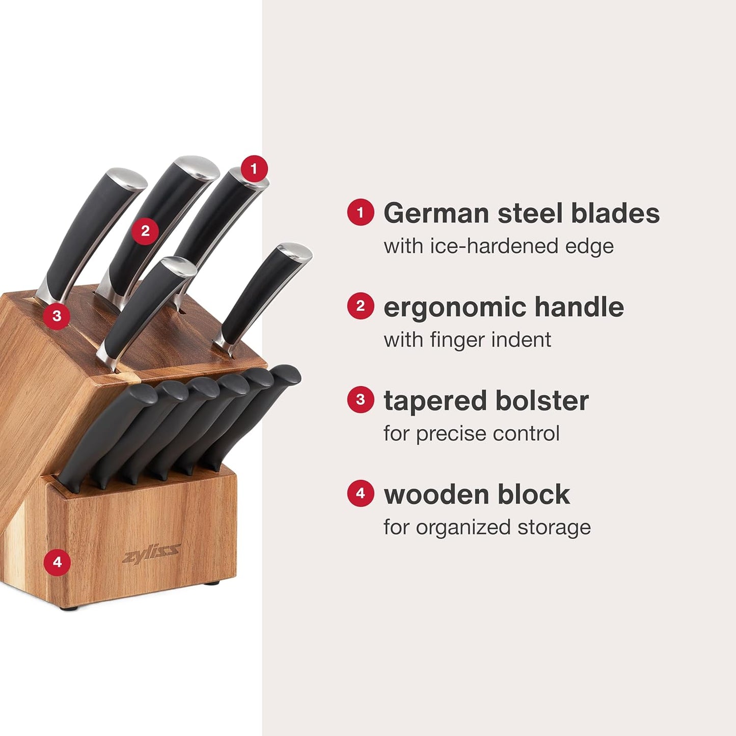 Comfort Pro Chef's Knife - Ice Hardened Stainless Steel Kitchen Knife - Tarnish-Free and Rust-Resistant Kitchen Cutlery - Black/Stainless Steel - 8 inches