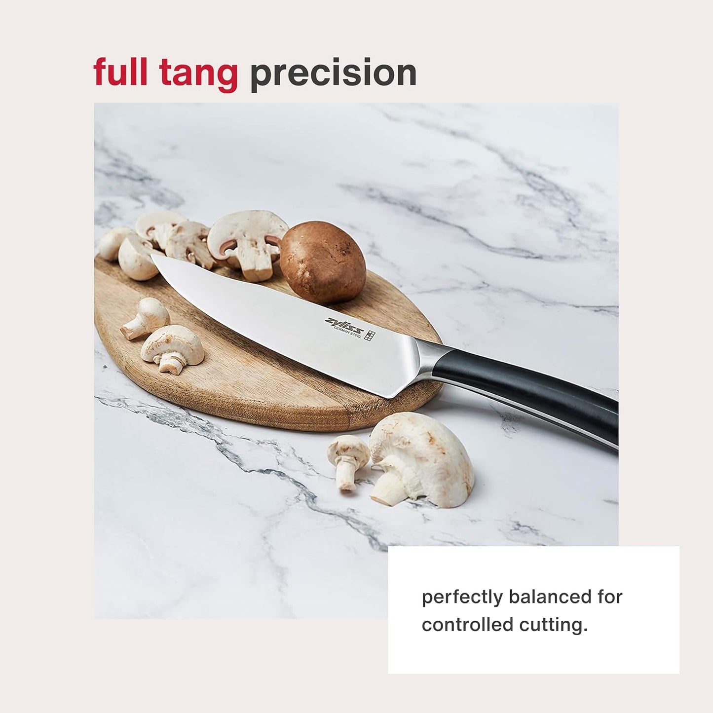 Comfort Pro Chef's Knife - Ice Hardened Stainless Steel Kitchen Knife - Tarnish-Free and Rust-Resistant Kitchen Cutlery - Black/Stainless Steel - 8 inches