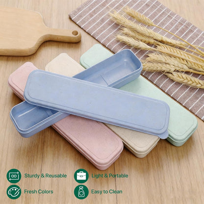 Travel Cutlery Case Portable Utensil Holder Large Travel Silverware Case Flatware Storage Box Camping Utensils Cutlery Cases for Fork Spoon Chopsticks Lunch Box, 9.6 x 2.1 inches (Multi)