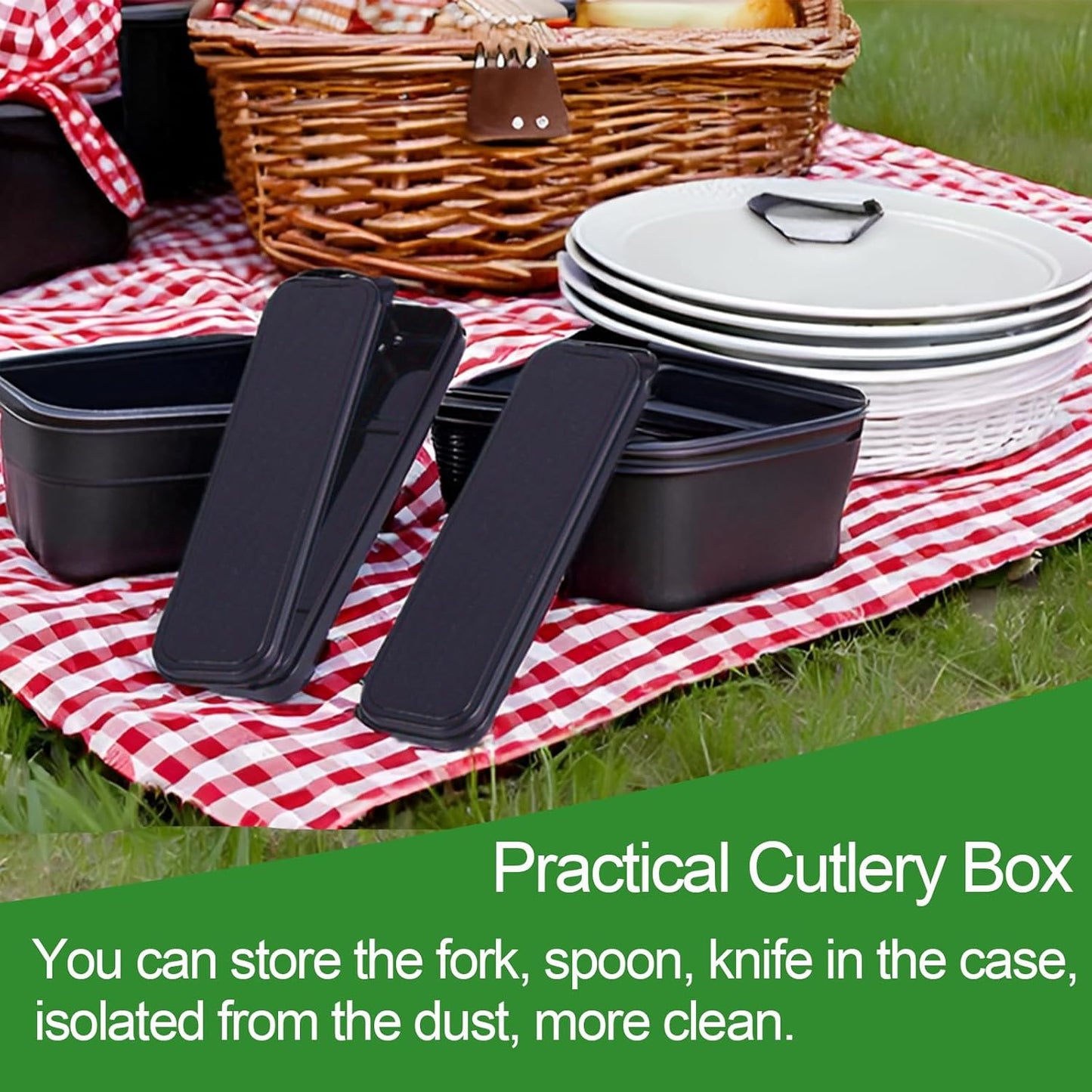 Travel Cutlery Case Portable Utensil Holder Large Travel Silverware Case Flatware Storage Box Camping Utensils Cutlery Cases for Fork Spoon Chopsticks Lunch Box, 9.6 x 2.1 inches (Multi)