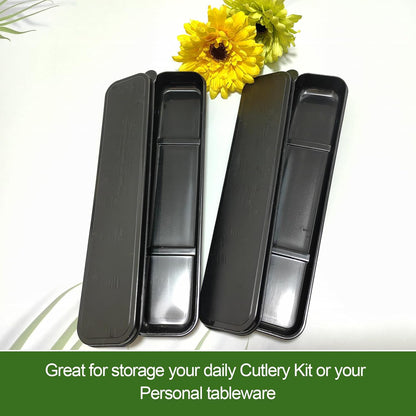 Travel Cutlery Case Portable Utensil Holder Large Travel Silverware Case Flatware Storage Box Camping Utensils Cutlery Cases for Fork Spoon Chopsticks Lunch Box, 9.6 x 2.1 inches (Multi)