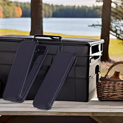 Travel Cutlery Case Portable Utensil Holder Large Travel Silverware Case Flatware Storage Box Camping Utensils Cutlery Cases for Fork Spoon Chopsticks Lunch Box, 9.6 x 2.1 inches (Multi)