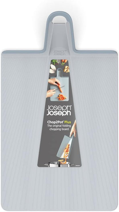 Chop2Pot Plus Foldable Plastic Cutting Boards, Easy Grip Handle, Non Slip Feet, Blue