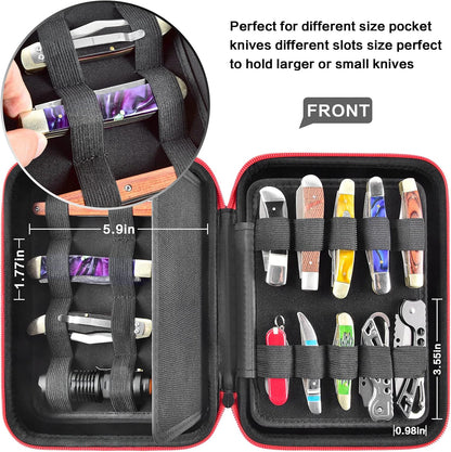 ANKHOH Knife Collection Storage Case, 32-Slot Folding Knife Organizer | Hard EVA shell, four-layer layout and elastic bands keep folding knives separated for home or travel, Black, Case Only