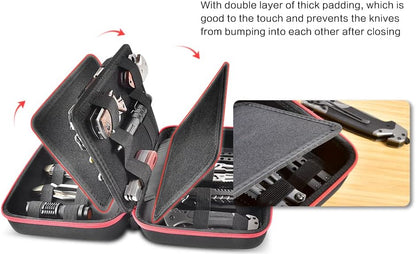 ANKHOH Knife Collection Storage Case, 32-Slot Folding Knife Organizer | Hard EVA shell, four-layer layout and elastic bands keep folding knives separated for home or travel, Black, Case Only