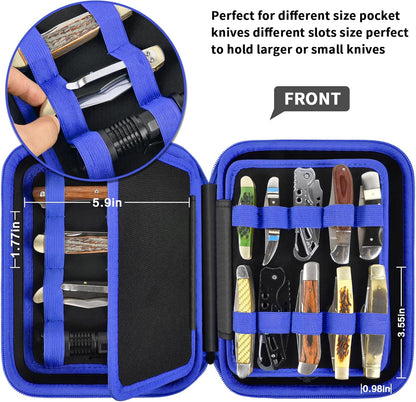 ANKHOH Knife Collection Storage Case, 32-Slot Folding Knife Organizer | Hard EVA shell, four-layer layout and elastic bands keep folding knives separated for home or travel, Black, Case Only