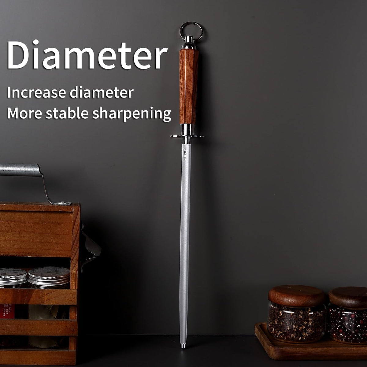 Sharpening Steel 12 inch Professional Honing Rod Knife Sharpener, Fine Lines, High hardness, Knife Honing Steel Knife steel