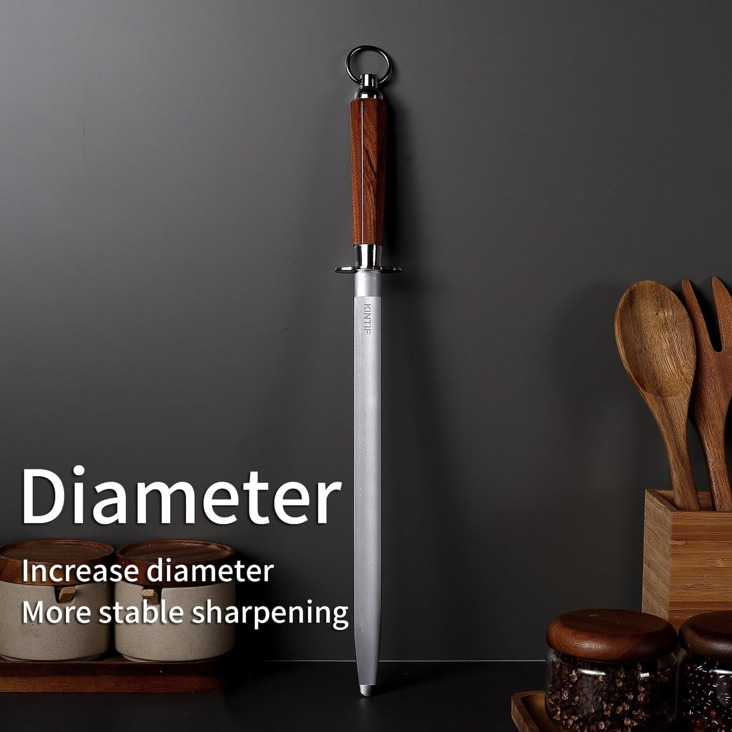 Sharpening Steel 12 inch Professional Honing Rod Knife Sharpener, Fine Lines, High hardness, Knife Honing Steel Knife steel
