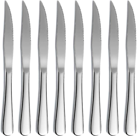 Steak Knife Set, Kyrtaon Serrated Knife, Stainless Steel Sharp Knives Set, Dinner Knifes Set of 8, Dishwasher Safe Sturdy And Easy To Clean