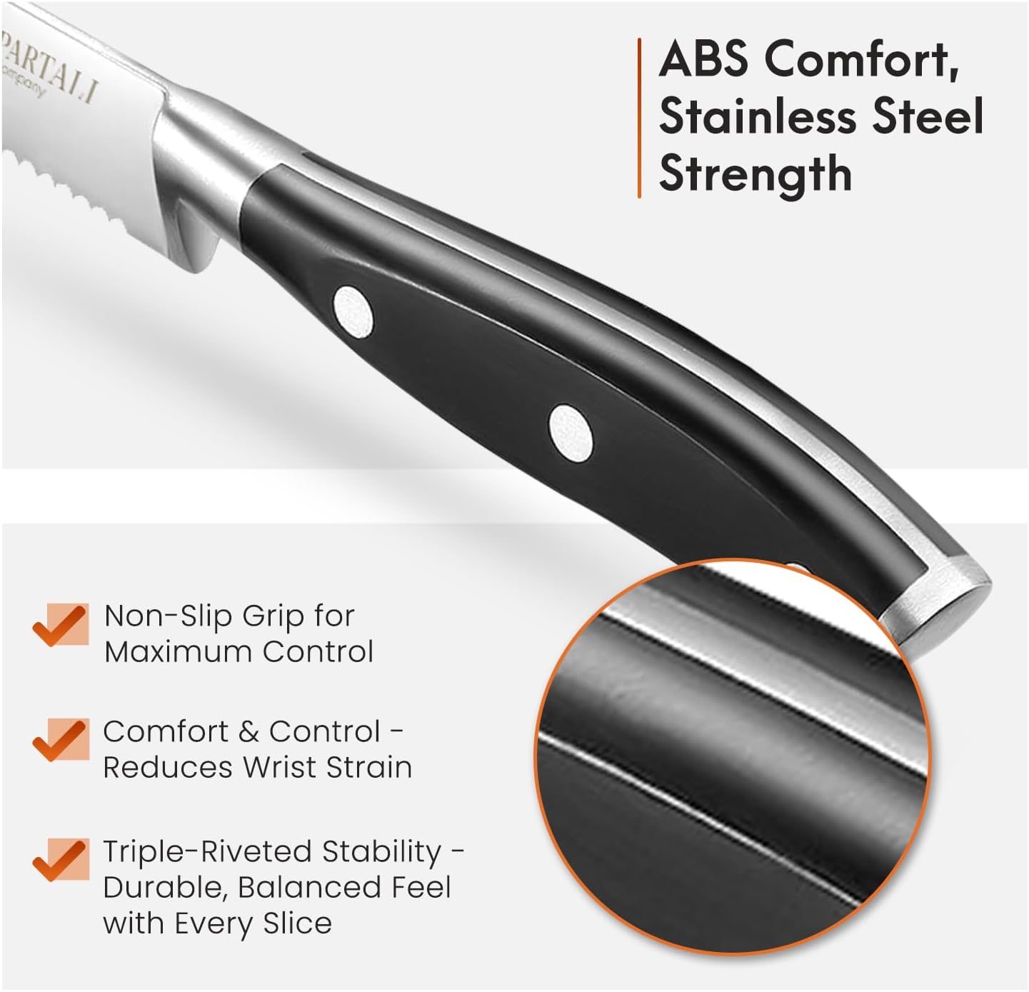 Premium 4.5-Inch Steak Knife Set of 4 – Serrated Stainless Steel Blades with Ergonomic Handles – Razor-Sharp Cutlery for Effortless Meat Slicing – Dishwasher Safe, Rust-Resistant.