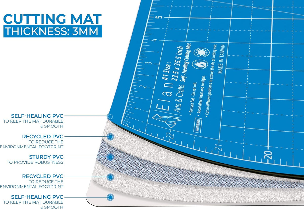 Cutting Mat A4 Blue, Self Healing Cutting Mat 9x12 Inch, 5-Ply Craft Board Blue, Hobby Board for Crafts 9x12 Inch