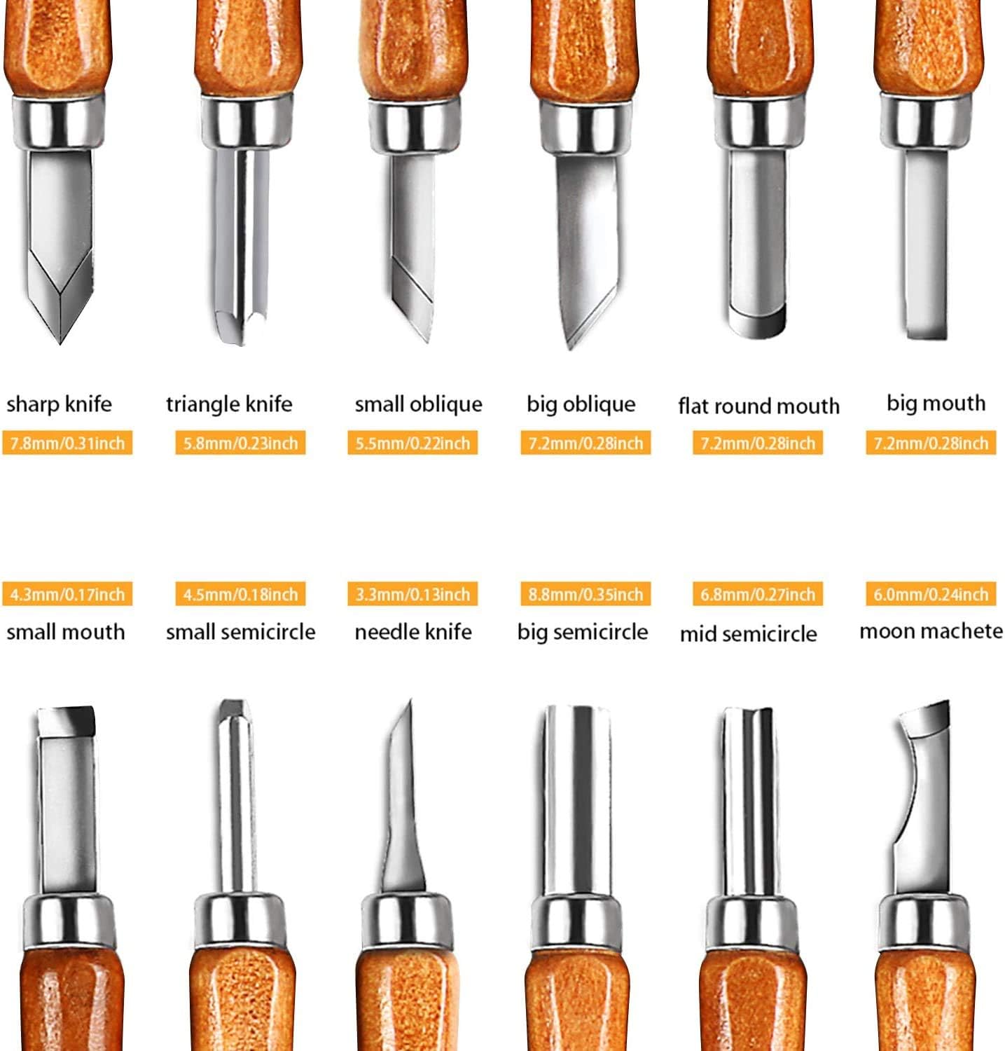 Wood Carving Knife Set, 20 PCS Wood Carving Kit Carbon Steel Wood Hand Carving Tool for DIY Sculpture Carpenter Experts Beginners