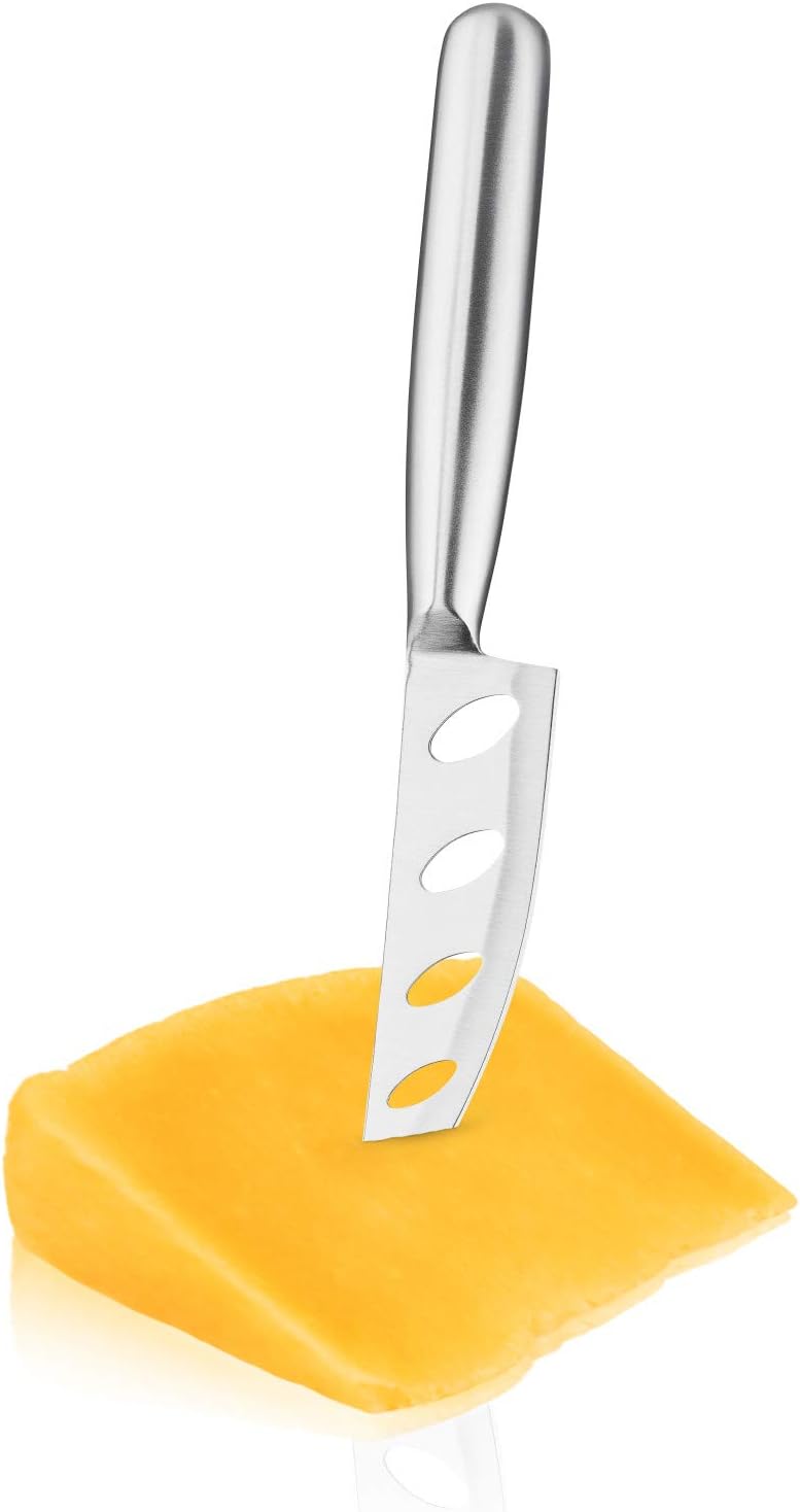 Silver Perforated Stainless Steel Cheese Knife for Game Night Dinner BBQ Party, Charcuterie Boards Accessories, Home Kitchen Essentials, Set of 1