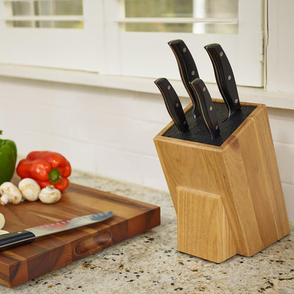 Dice Knife Block, Light Oak Woodgrain
