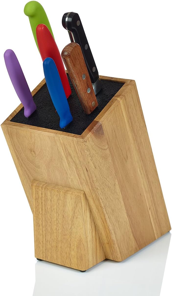 Dice Knife Block, Light Oak Woodgrain