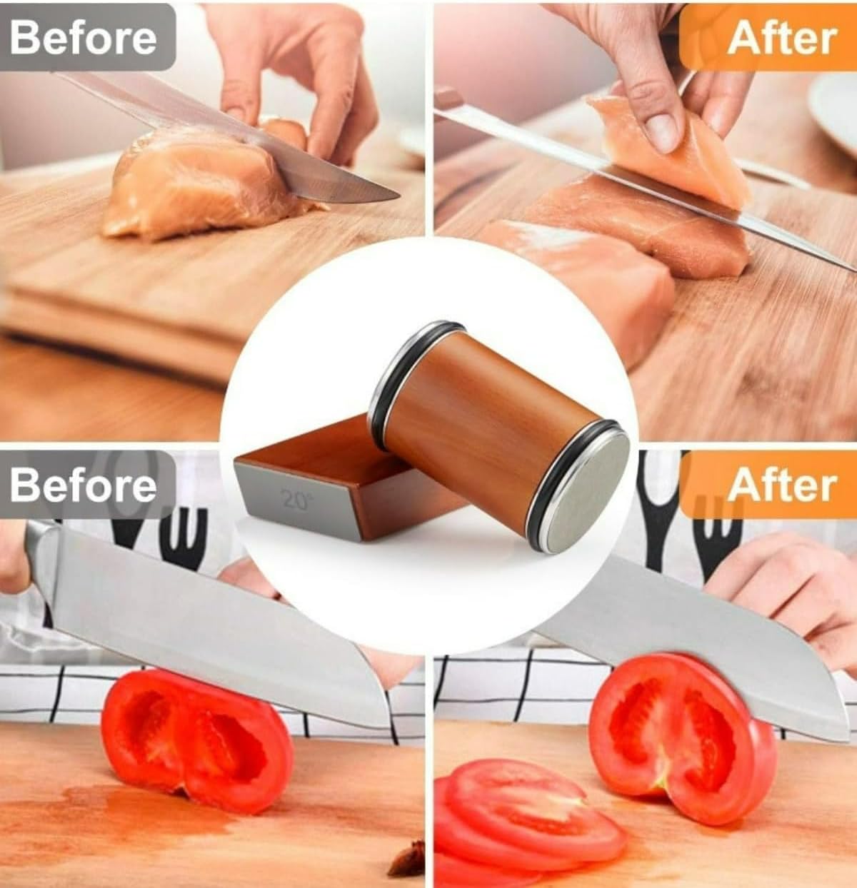 Rolling Knife Sharpener Adjustable HORL Tungsten Steel Magnetic Sharpening Tool for Kitchen and Outdoor Use (Stainless Steel)