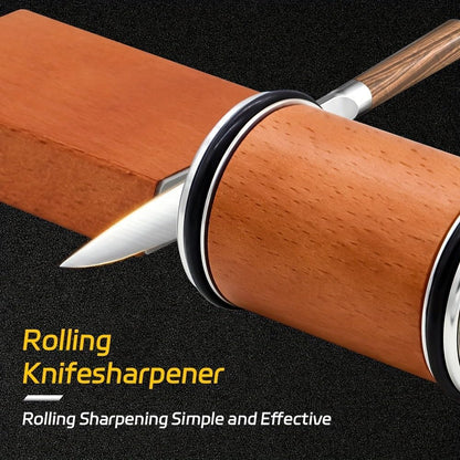 Rolling Knife Sharpener Adjustable HORL Tungsten Steel Magnetic Sharpening Tool for Kitchen and Outdoor Use (Stainless Steel)