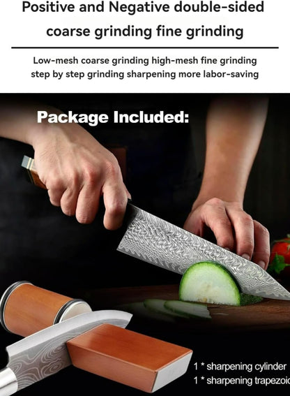 Rolling Knife Sharpener Adjustable HORL Tungsten Steel Magnetic Sharpening Tool for Kitchen and Outdoor Use (Stainless Steel)