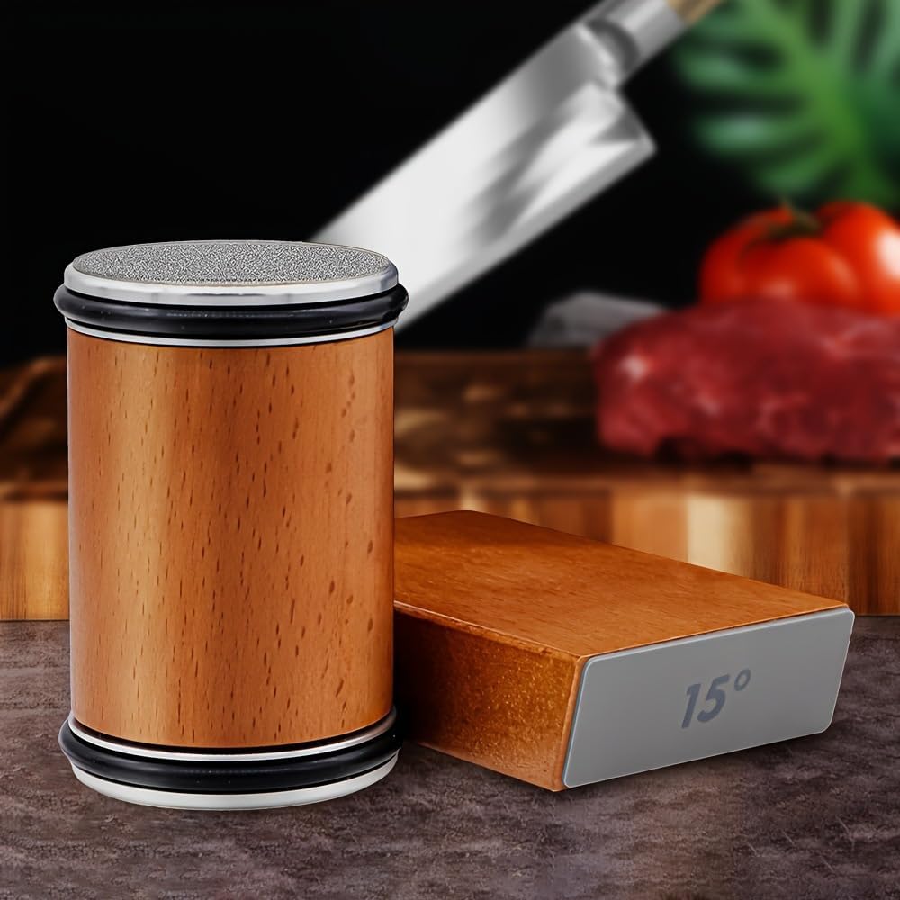 Rolling Knife Sharpener Adjustable HORL Tungsten Steel Magnetic Sharpening Tool for Kitchen and Outdoor Use (Stainless Steel)