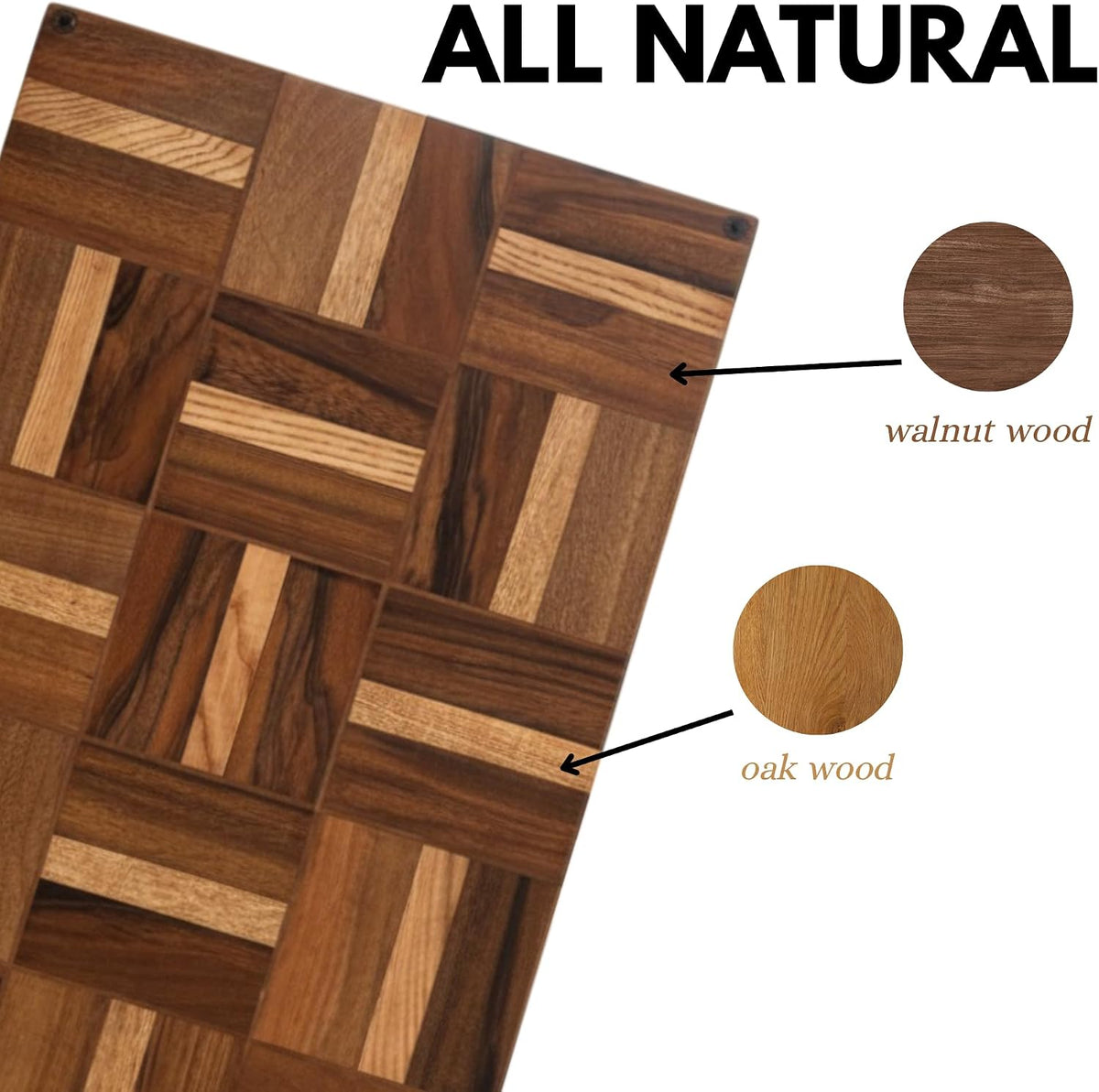 Walnut Oak Rosewood End Grain Cutting Board - 14x16 Large Wooden Butcher Block with Juice Grooves, Non-Slip Feet & Built-in Compartments - Reversible Board for Kitchen Decor & Charcuterie