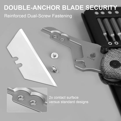 Uti Bear(Dual-screw) Folding Utility Knife, Clutch Lock Box Cutter | EDC Pocket knife with 5PCS Razor Blades, Pocket Knives with Pocket Clip for Men Women V3619JA3