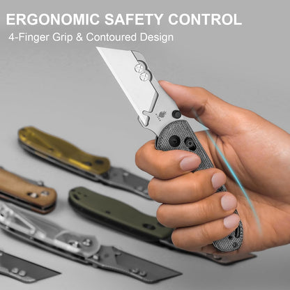 Uti Bear(Dual-screw) Folding Utility Knife, Clutch Lock Box Cutter | EDC Pocket knife with 5PCS Razor Blades, Pocket Knives with Pocket Clip for Men Women V3619JA3