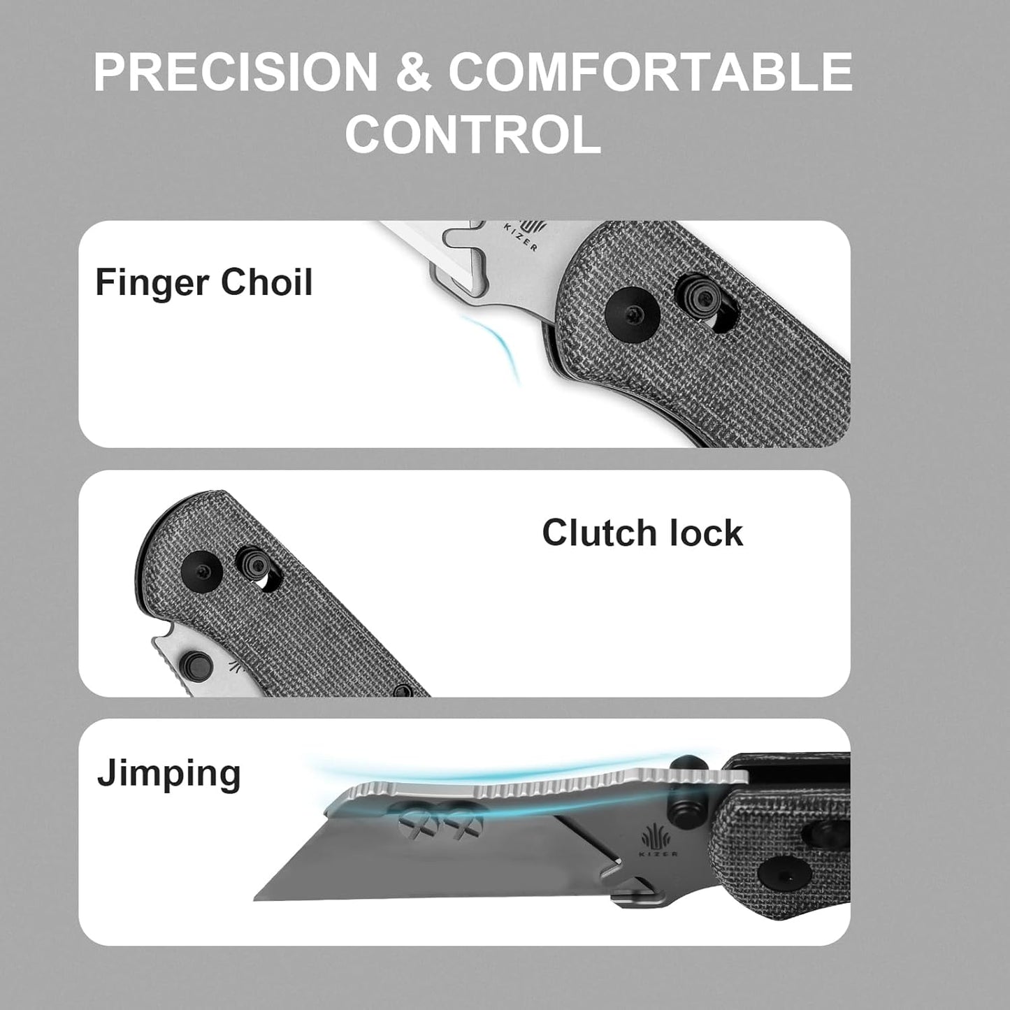 Uti Bear(Dual-screw) Folding Utility Knife, Clutch Lock Box Cutter | EDC Pocket knife with 5PCS Razor Blades, Pocket Knives with Pocket Clip for Men Women V3619JA3