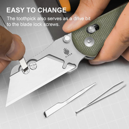Uti Bear(Dual-screw) Folding Utility Knife, Clutch Lock Box Cutter | EDC Pocket knife with 5PCS Razor Blades, Pocket Knives with Pocket Clip for Men Women V3619JA3