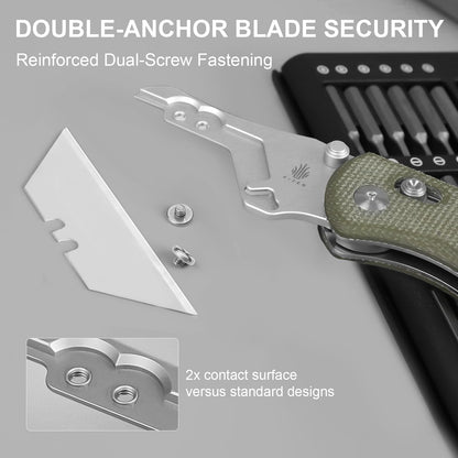 Uti Bear(Dual-screw) Folding Utility Knife, Clutch Lock Box Cutter | EDC Pocket knife with 5PCS Razor Blades, Pocket Knives with Pocket Clip for Men Women V3619JA3