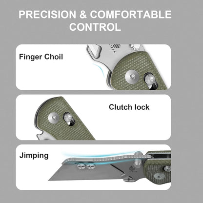 Uti Bear(Dual-screw) Folding Utility Knife, Clutch Lock Box Cutter | EDC Pocket knife with 5PCS Razor Blades, Pocket Knives with Pocket Clip for Men Women V3619JA3