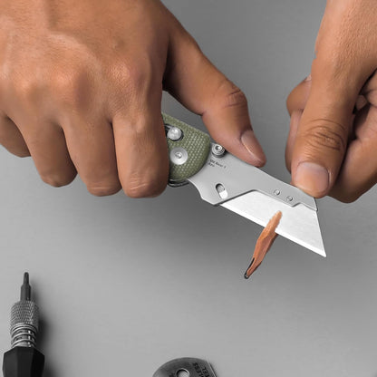 Uti Bear(Dual-screw) Folding Utility Knife, Clutch Lock Box Cutter | EDC Pocket knife with 5PCS Razor Blades, Pocket Knives with Pocket Clip for Men Women V3619JA3