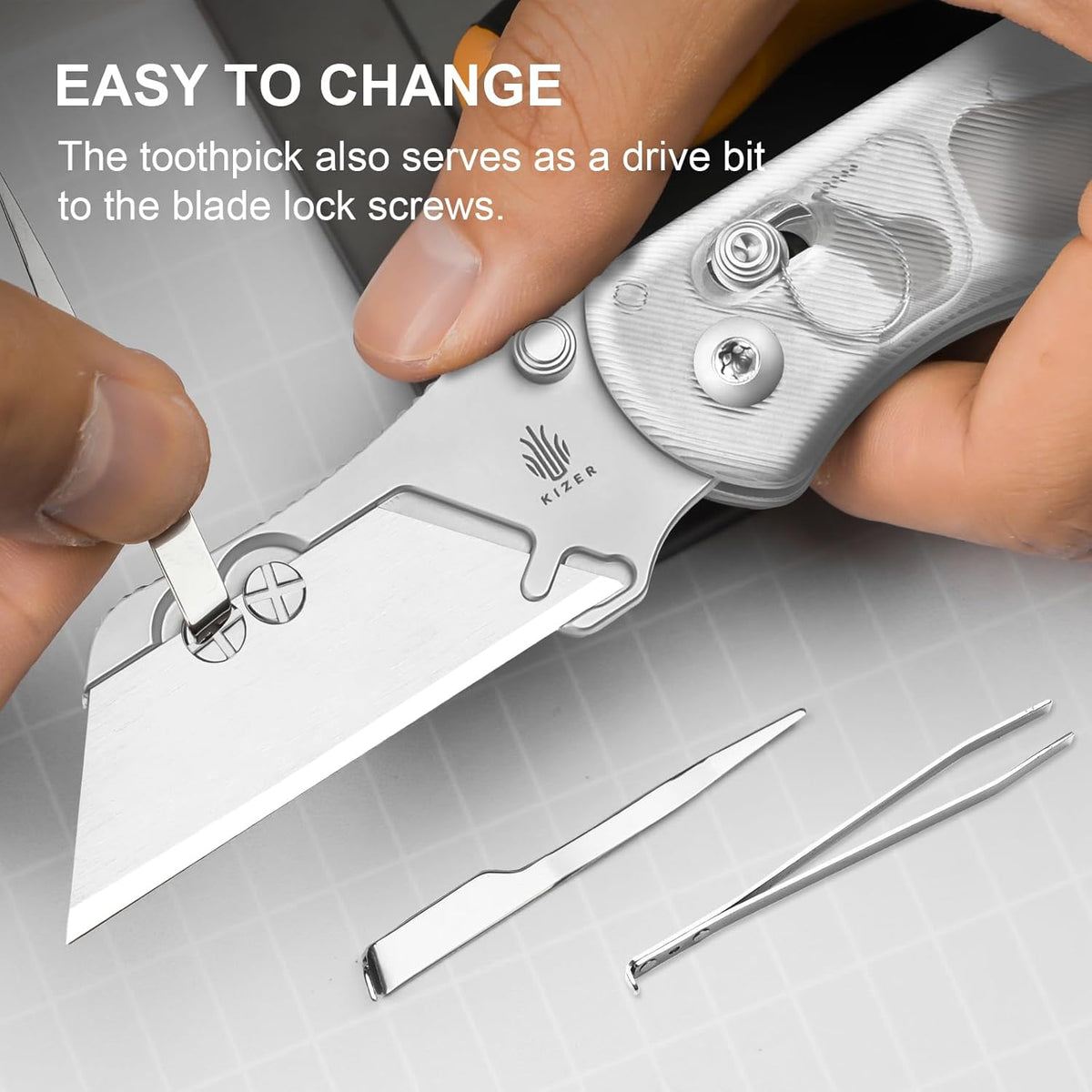 Uti Bear(Dual-screw) Folding Utility Knife, Clutch Lock Box Cutter | EDC Pocket knife with 5PCS Razor Blades, Pocket Knives with Pocket Clip for Men Women V3619JA3