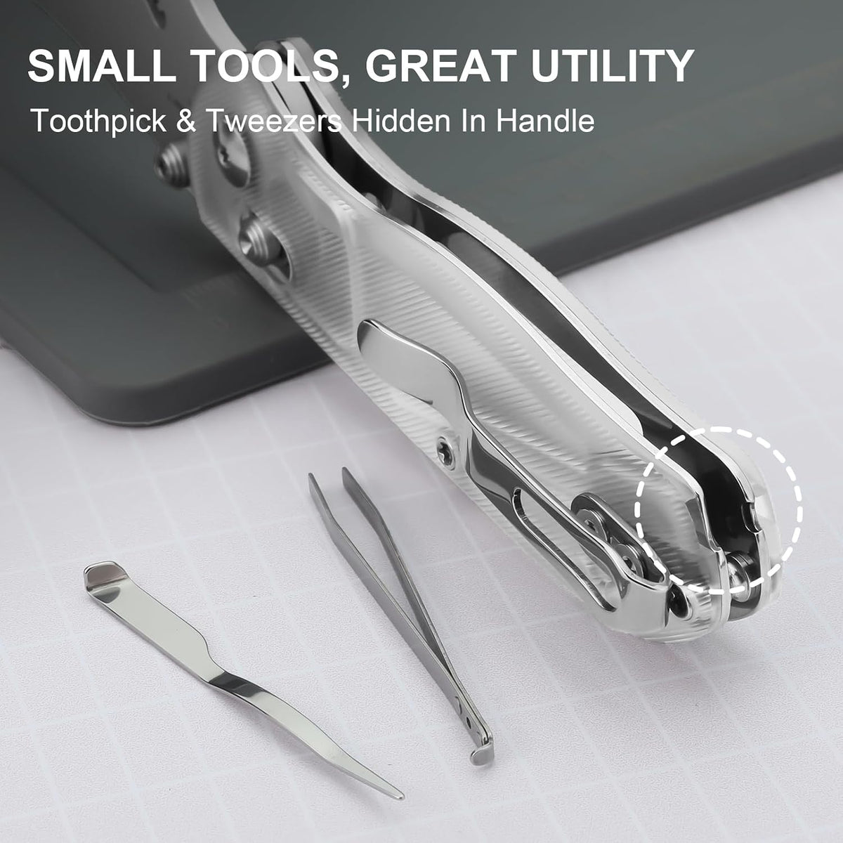 Uti Bear(Dual-screw) Folding Utility Knife, Clutch Lock Box Cutter | EDC Pocket knife with 5PCS Razor Blades, Pocket Knives with Pocket Clip for Men Women V3619JA3