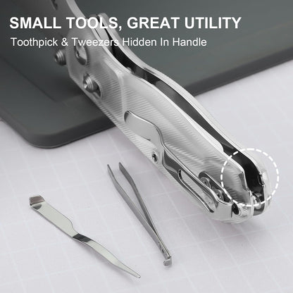 Uti Bear(Dual-screw) Folding Utility Knife, Clutch Lock Box Cutter | EDC Pocket knife with 5PCS Razor Blades, Pocket Knives with Pocket Clip for Men Women V3619JA3