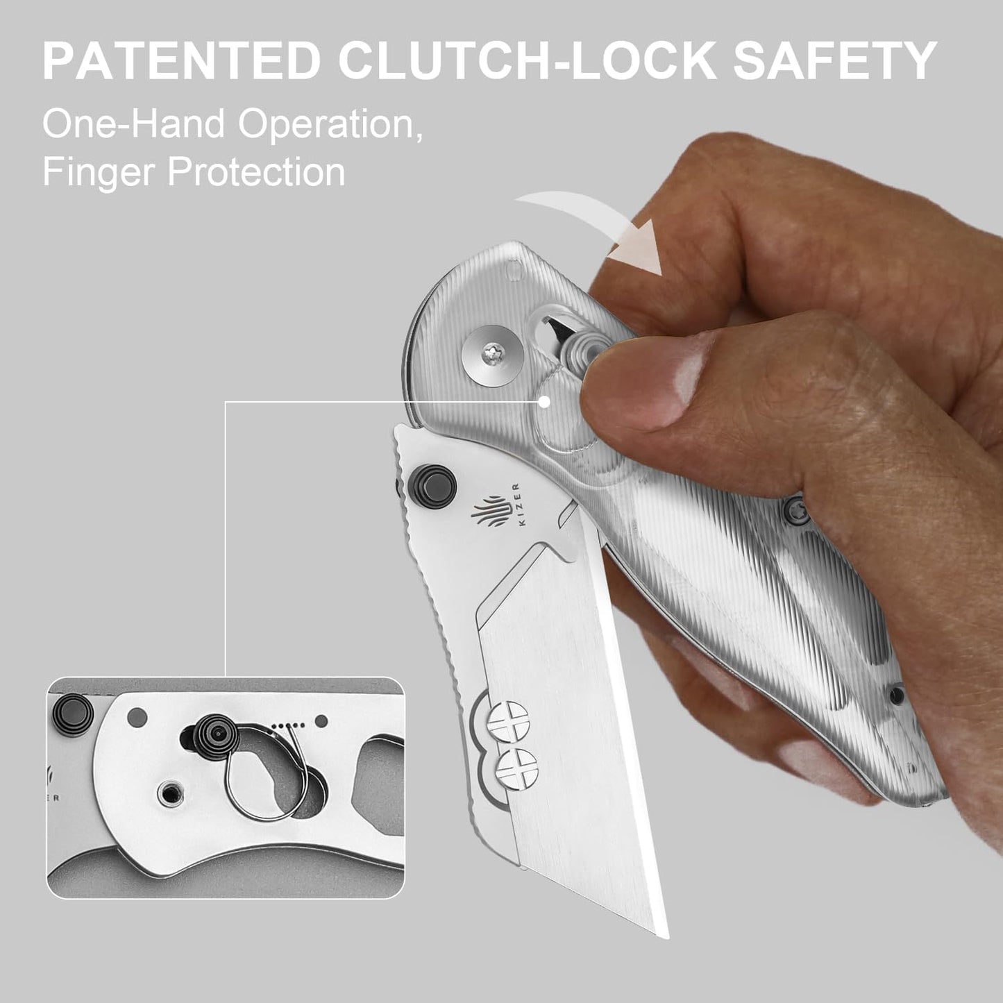 Uti Bear(Dual-screw) Folding Utility Knife, Clutch Lock Box Cutter | EDC Pocket knife with 5PCS Razor Blades, Pocket Knives with Pocket Clip for Men Women V3619JA3