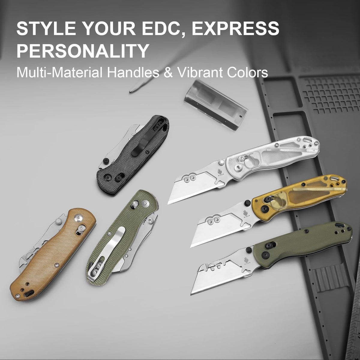 Uti Bear(Dual-screw) Folding Utility Knife, Clutch Lock Box Cutter | EDC Pocket knife with 5PCS Razor Blades, Pocket Knives with Pocket Clip for Men Women V3619JA3
