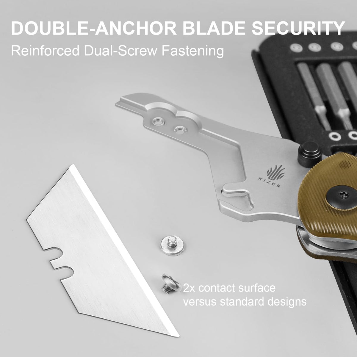 Uti Bear(Dual-screw) Folding Utility Knife, Clutch Lock Box Cutter | EDC Pocket knife with 5PCS Razor Blades, Pocket Knives with Pocket Clip for Men Women V3619JA3