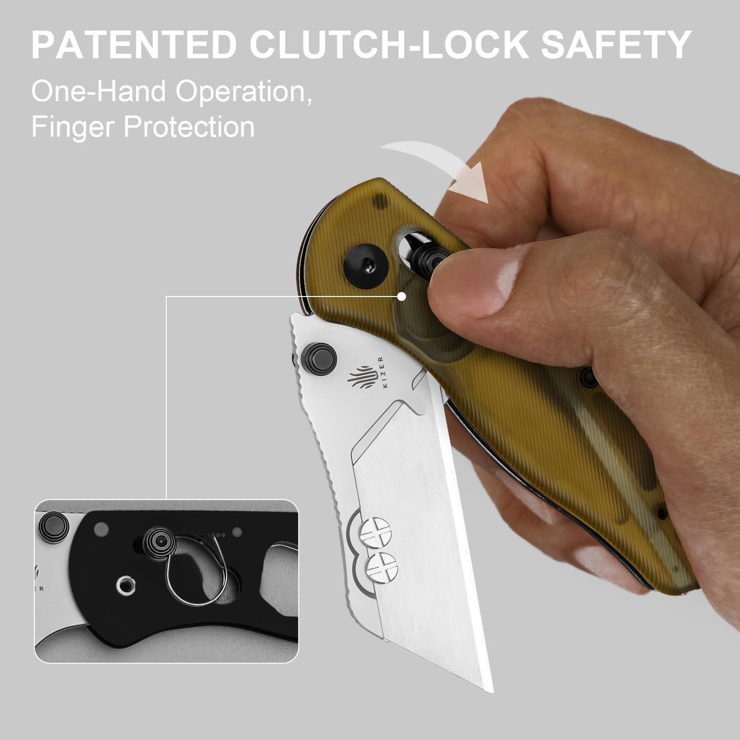 Uti Bear(Dual-screw) Folding Utility Knife, Clutch Lock Box Cutter | EDC Pocket knife with 5PCS Razor Blades, Pocket Knives with Pocket Clip for Men Women V3619JA3