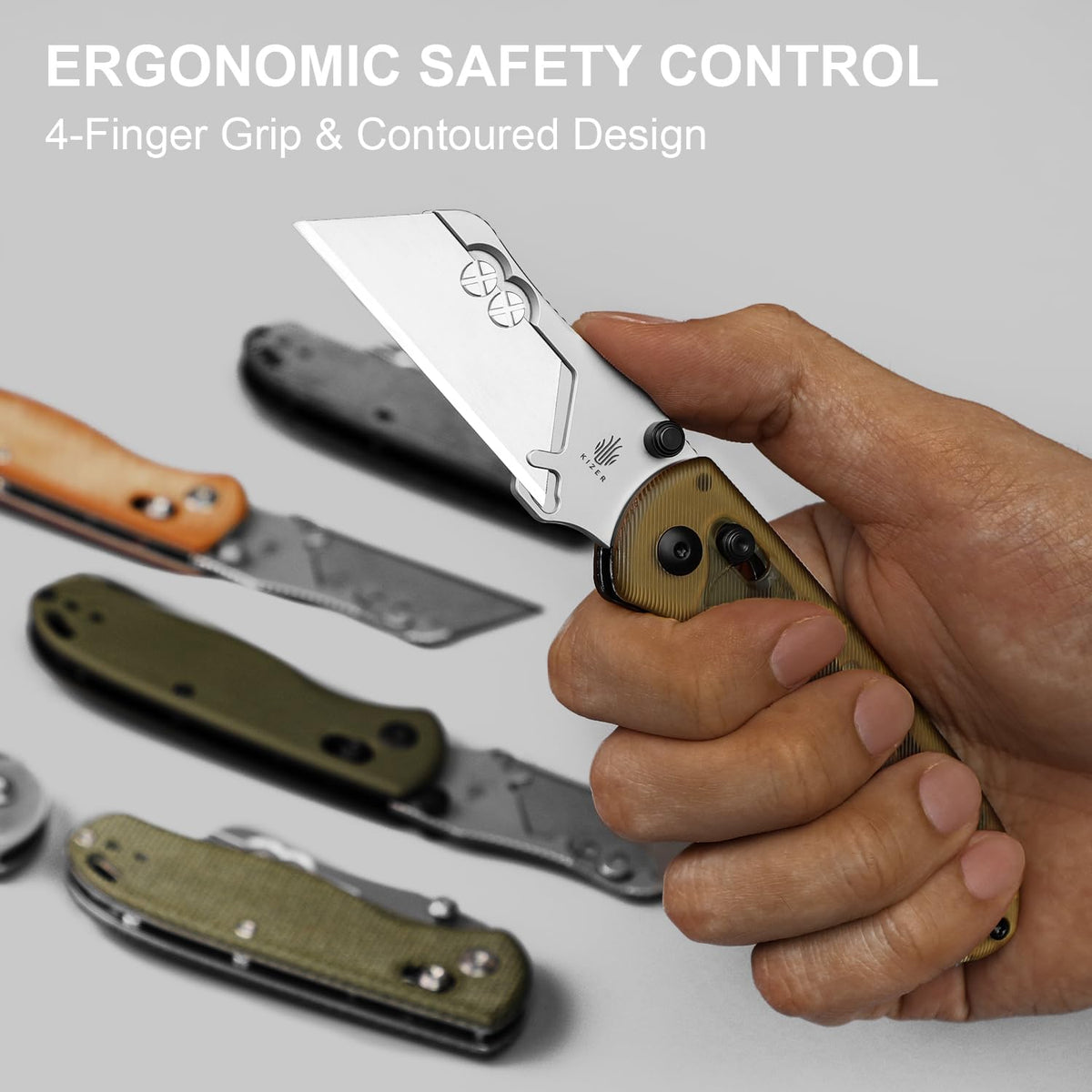 Uti Bear(Dual-screw) Folding Utility Knife, Clutch Lock Box Cutter | EDC Pocket knife with 5PCS Razor Blades, Pocket Knives with Pocket Clip for Men Women V3619JA3
