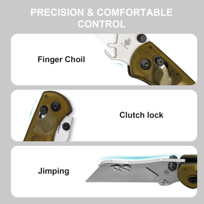 Uti Bear(Dual-screw) Folding Utility Knife, Clutch Lock Box Cutter | EDC Pocket knife with 5PCS Razor Blades, Pocket Knives with Pocket Clip for Men Women V3619JA3