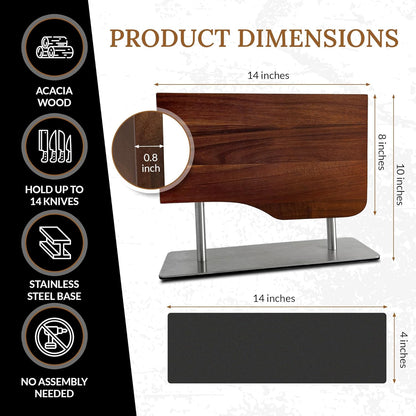 Magnetic Knife Block Double Sided Knife Holder Without Knives, Wooden Universal Knife Rack Storage Organizer Stand for Kitchen Counter or Cabinet, Strong Magnet Wood Knife Holder For Kitchen