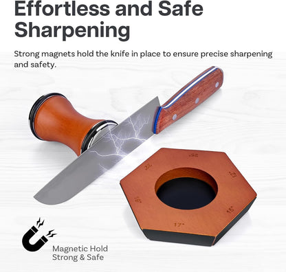 Rolling Knife Sharpener – 6 Magnetic Angles (12°, 15°, 17°, 19°, 22°, 25°) – Kitchen Knife Sharpener – Sharpening Kit with Magnetic Diamond Grinding Discs – Gifts for Men & Women